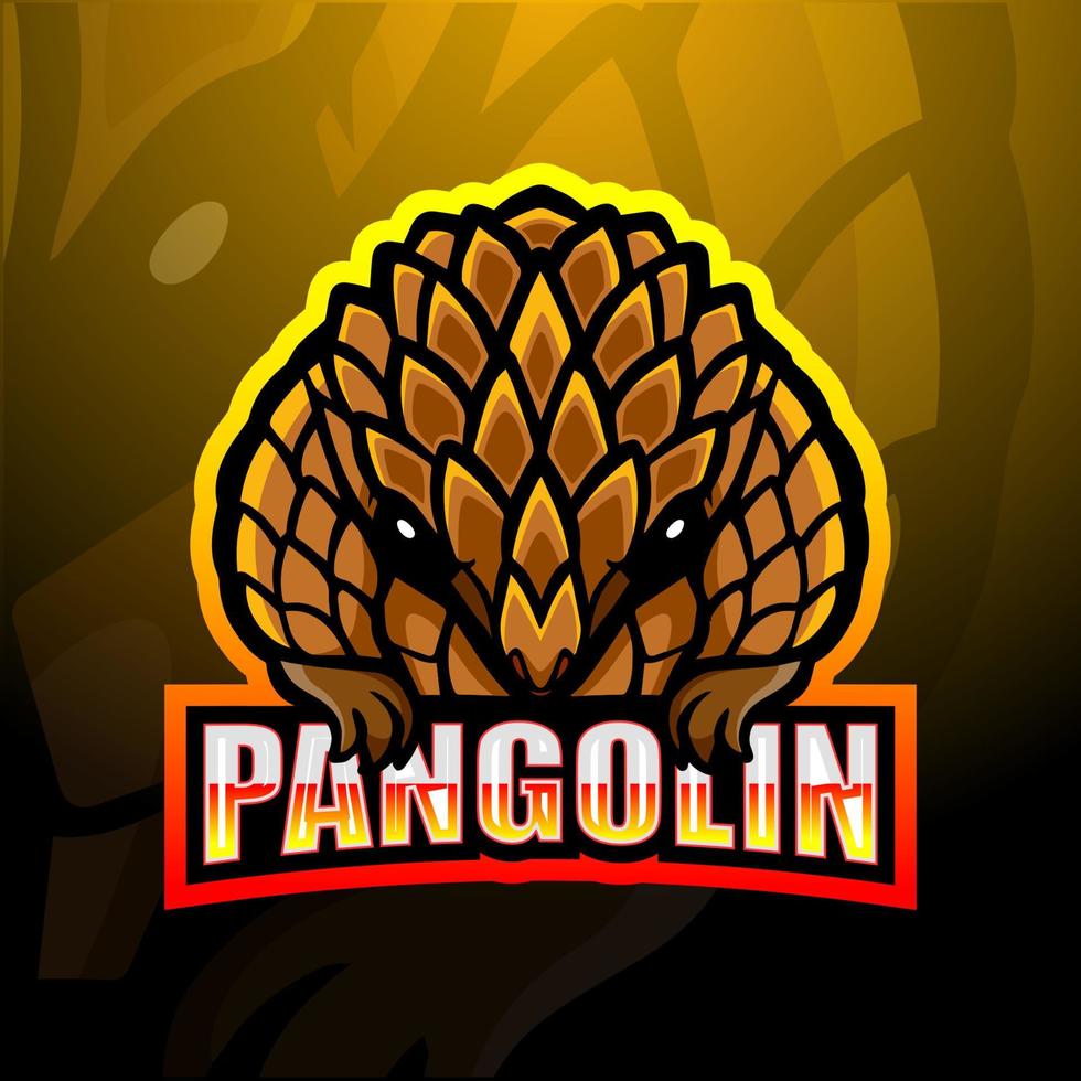 design de logotipo de esport de mascote pangolim vetor