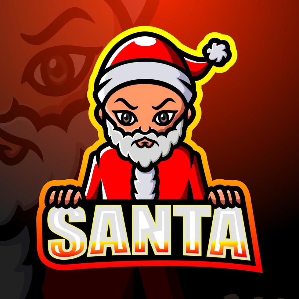 design de logotipo esport de mascote de papai noel vetor