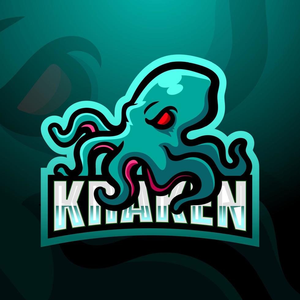 design de logotipo de esport de mascote kraken vetor