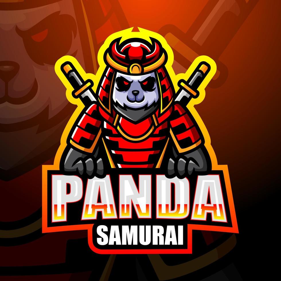 design de logotipo esport de mascote samurai panda vetor