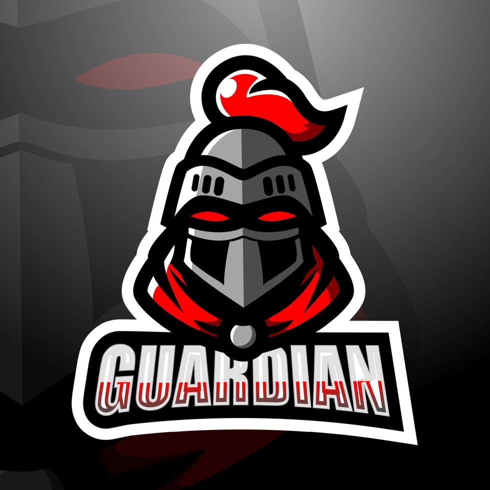 design de logotipo de esport de mascote de cabeça de guardião vetor