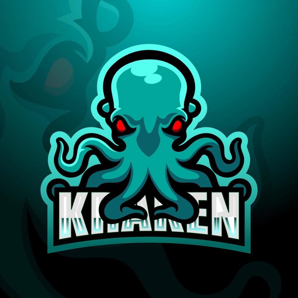 design de logotipo de esport de mascote kraken vetor