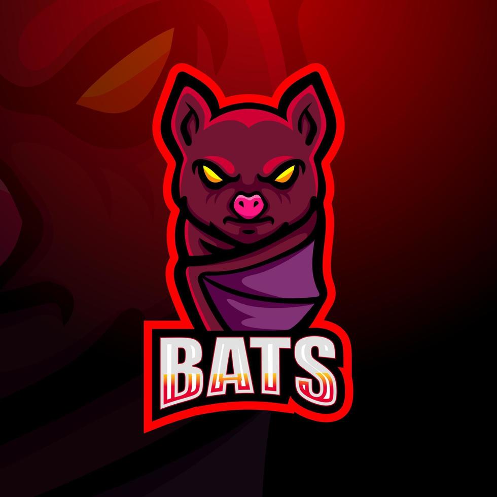 design de logotipo de esport de mascote de morcego vetor