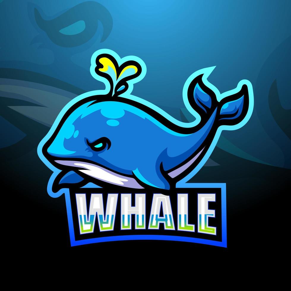 design de logotipo de esporte de mascote de baleia vetor