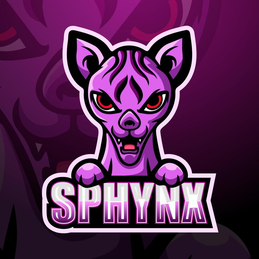 design de logotipo esport de mascote sphynx vetor