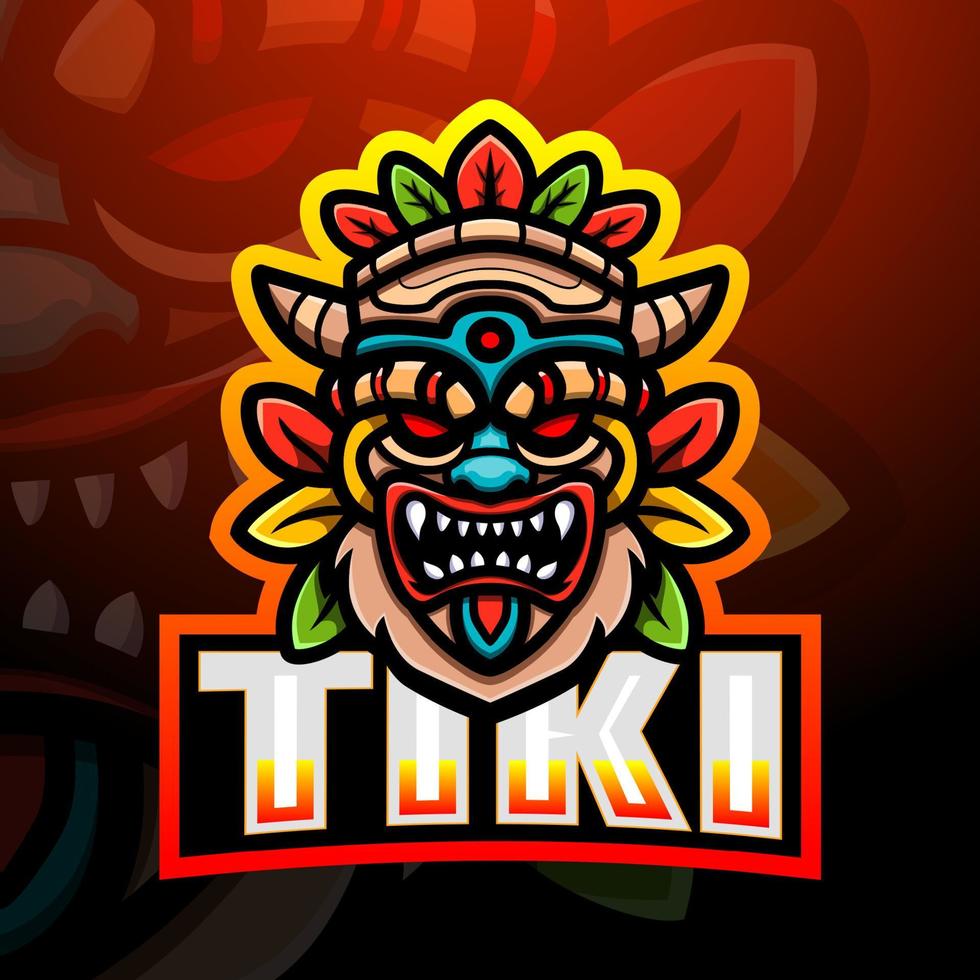 design de logotipo de esport de mascote de máscara tiki vetor