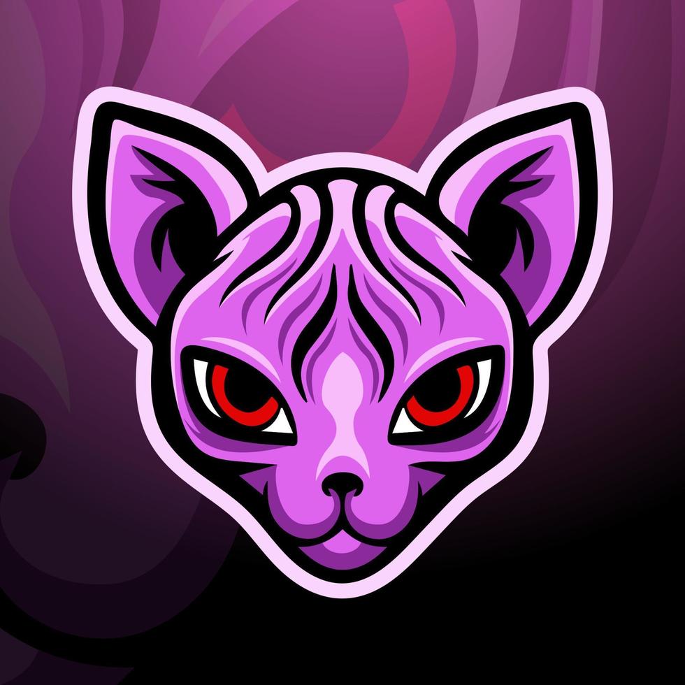 design de logotipo esport de mascote de cabeça sphynx vetor