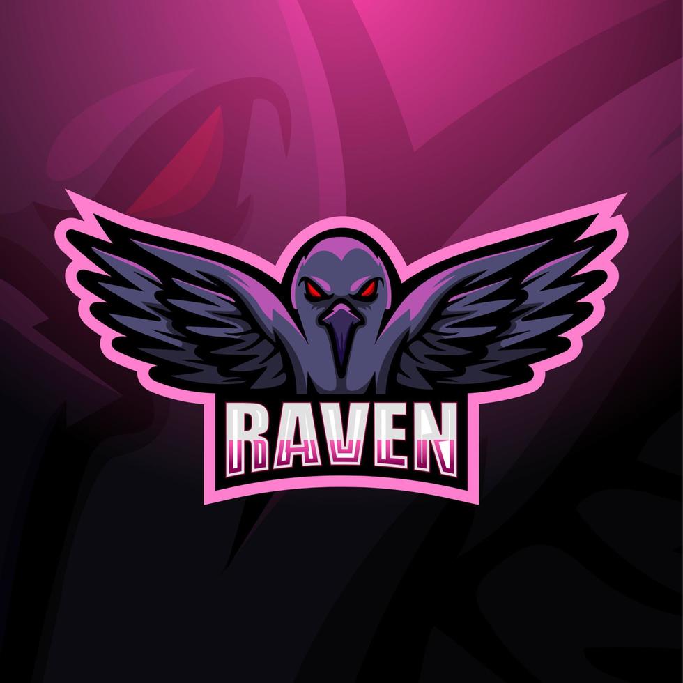 Design do logotipo do mascote raven esport vetor