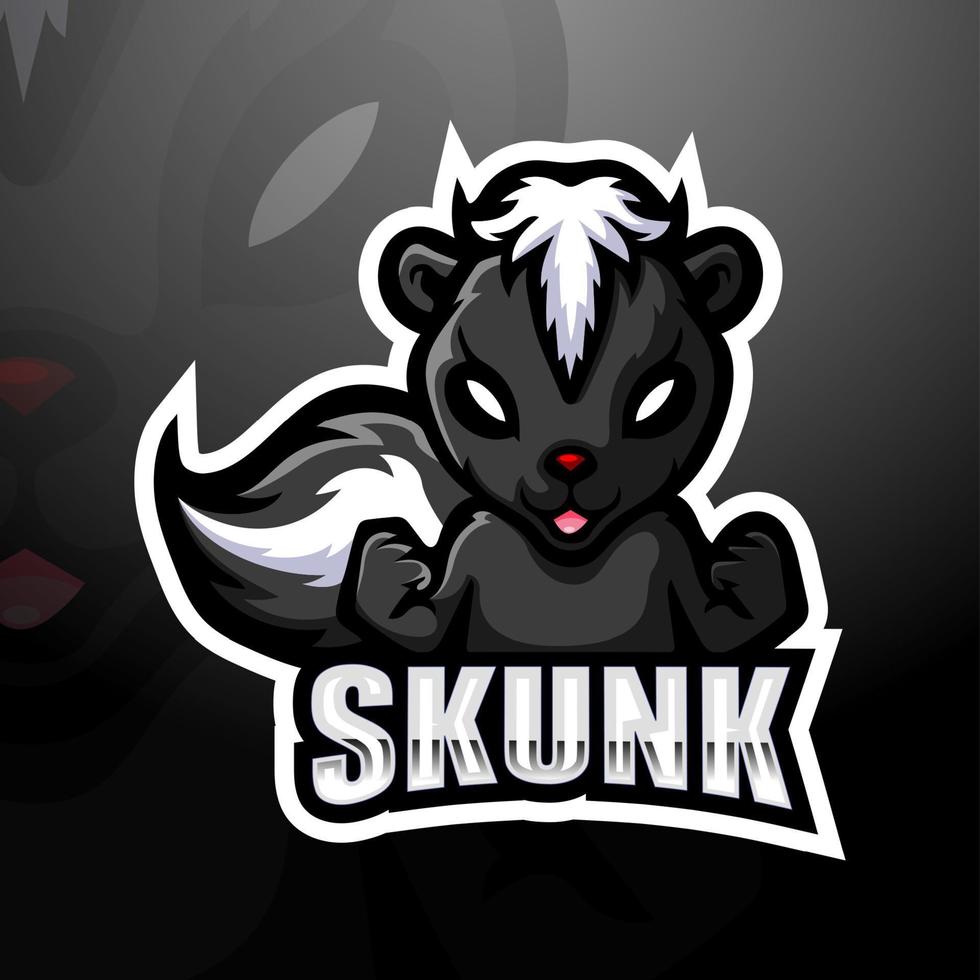 design de logotipo de esport de mascote skunk vetor
