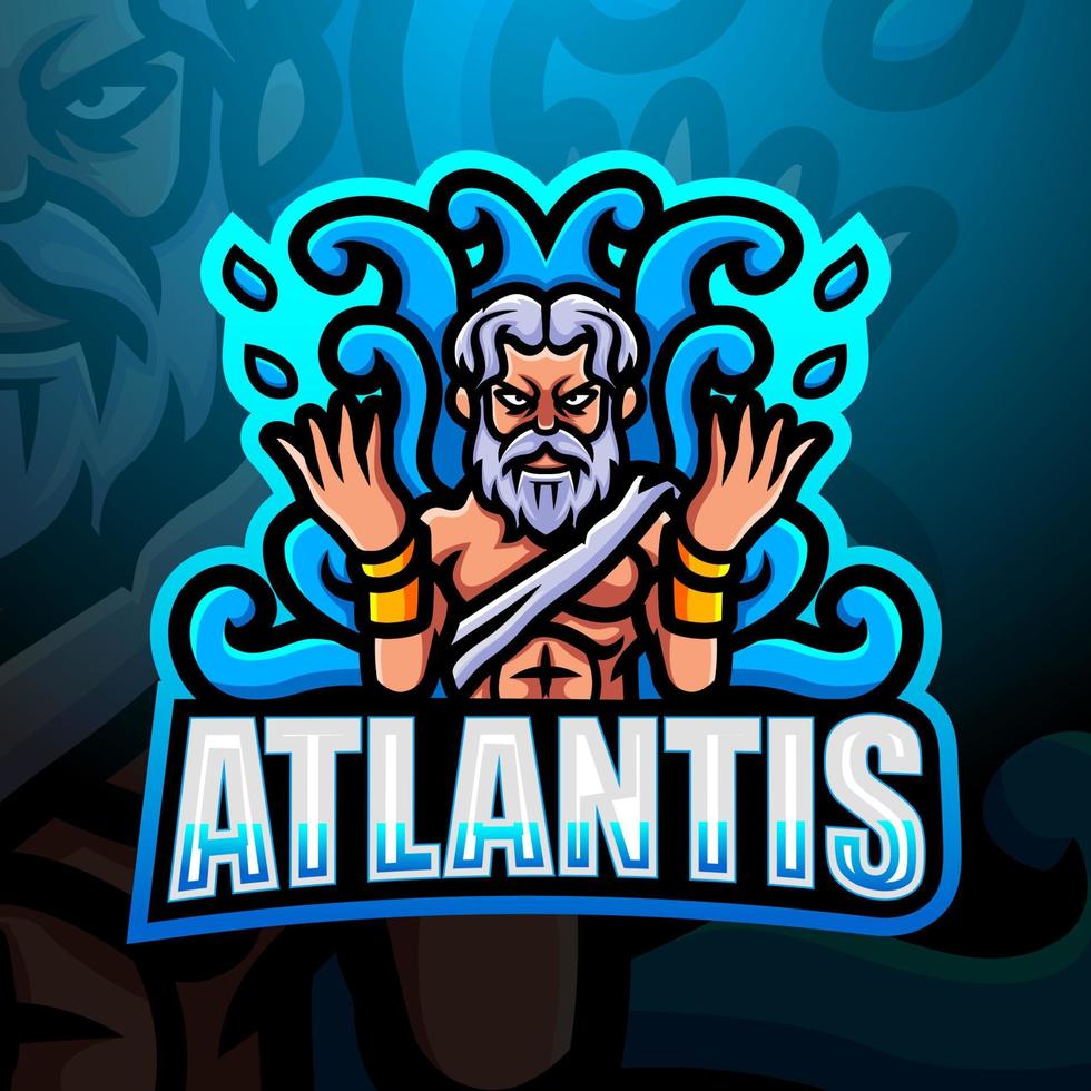 design de logotipo esport mascote atlantis vetor