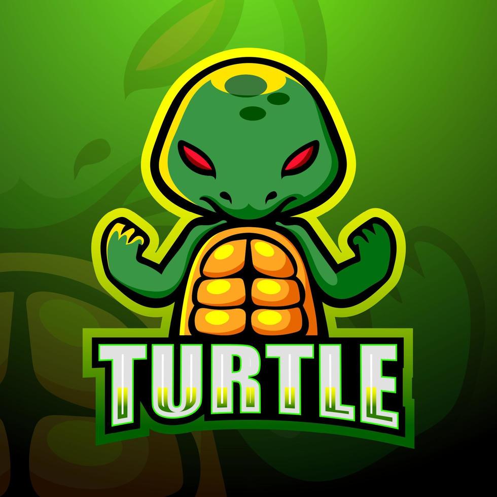 design do logotipo do mascote tartaruga esport vetor