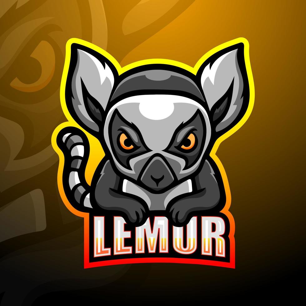 design de logotipo de esport de mascote de lêmure vetor