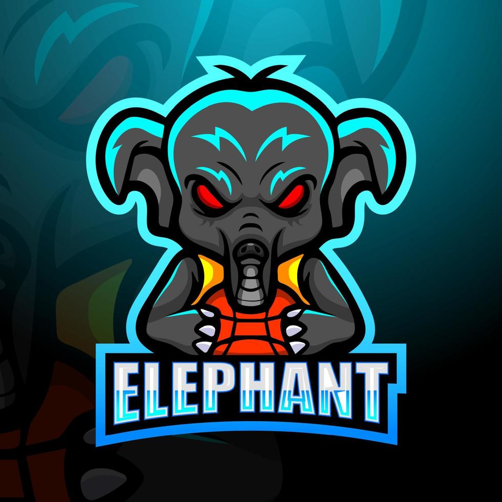 design de logotipo de mascote de jogador de elefante de basquete vetor