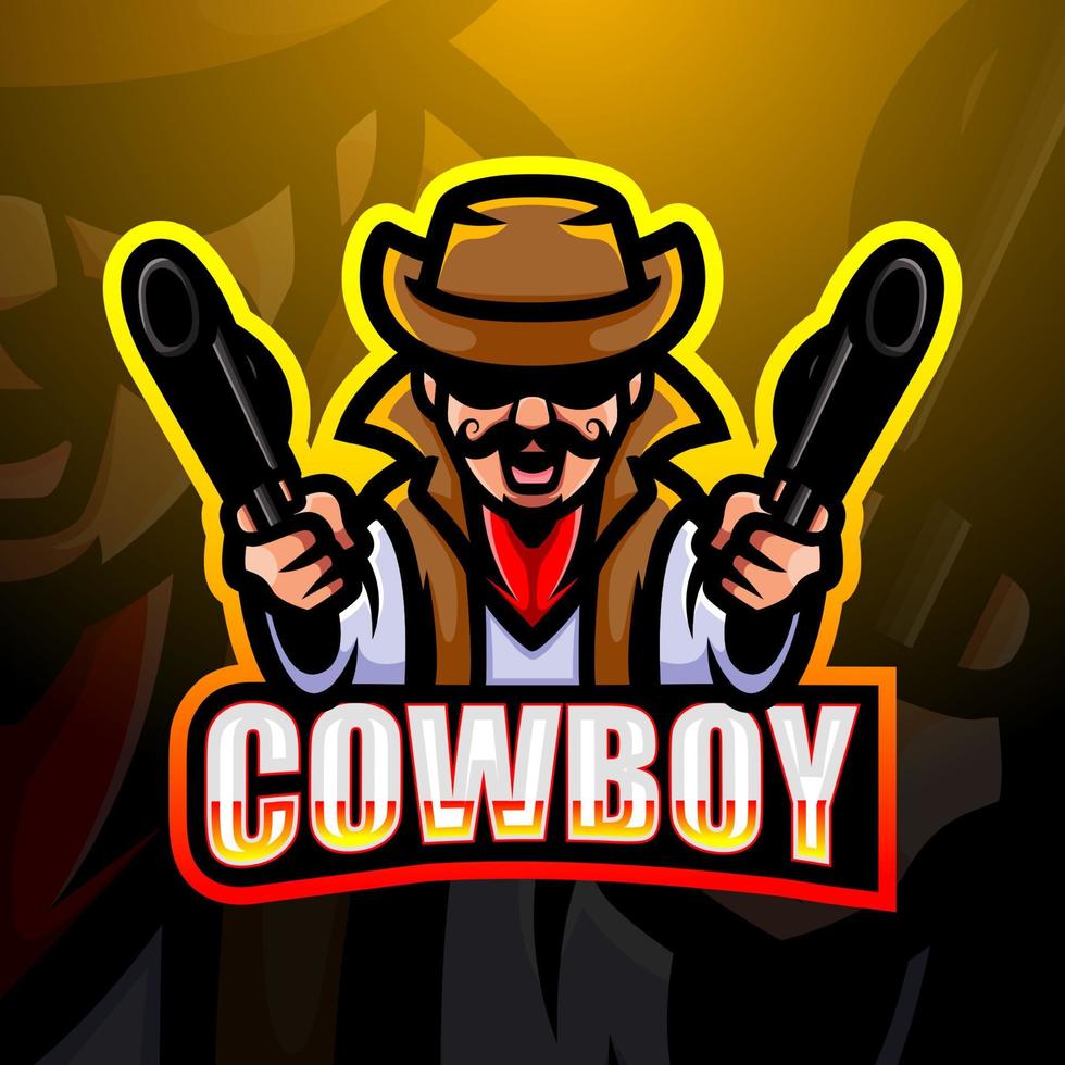 design de logotipo de esport de mascote de cowboy vetor