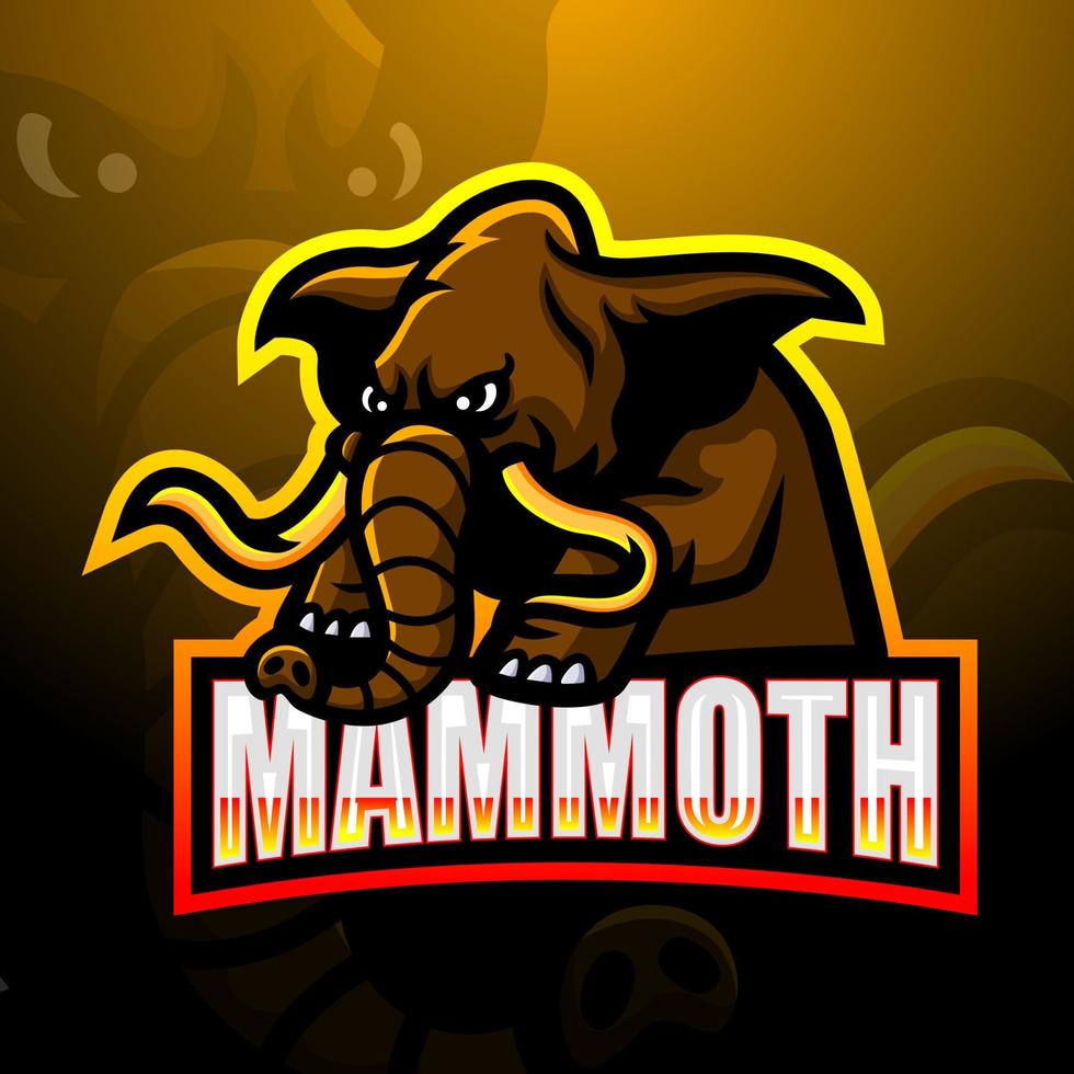 design de logotipo de esport de mascote de mamute vetor