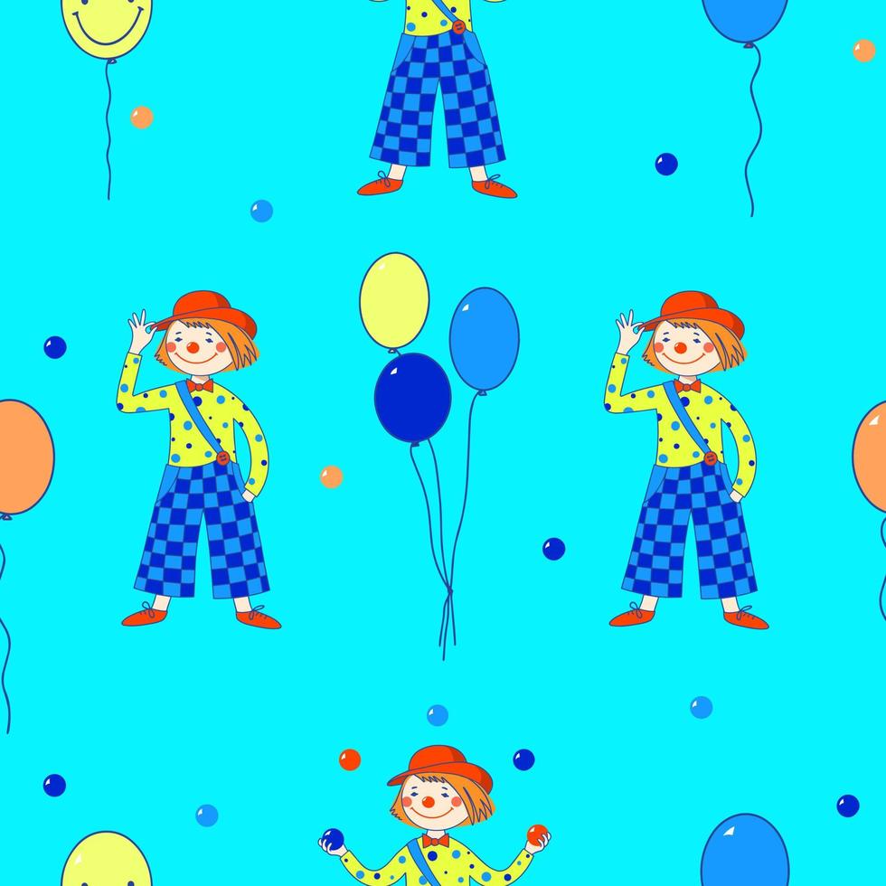 palhaço de circo engraçado e balões vetor