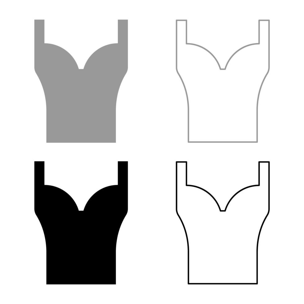 espartilho torso mulher roupas lingerie conjunto de vestuário ícone cinza cor preta ilustração vetorial imagem de estilo plano vetor