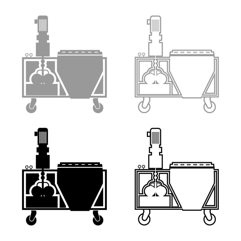 solução de máquina de decoração de parede de estação de gesso conjunto de contorno de ícone de mistura de ilustração vetorial de cor cinza preto imagem de estilo plano vetor