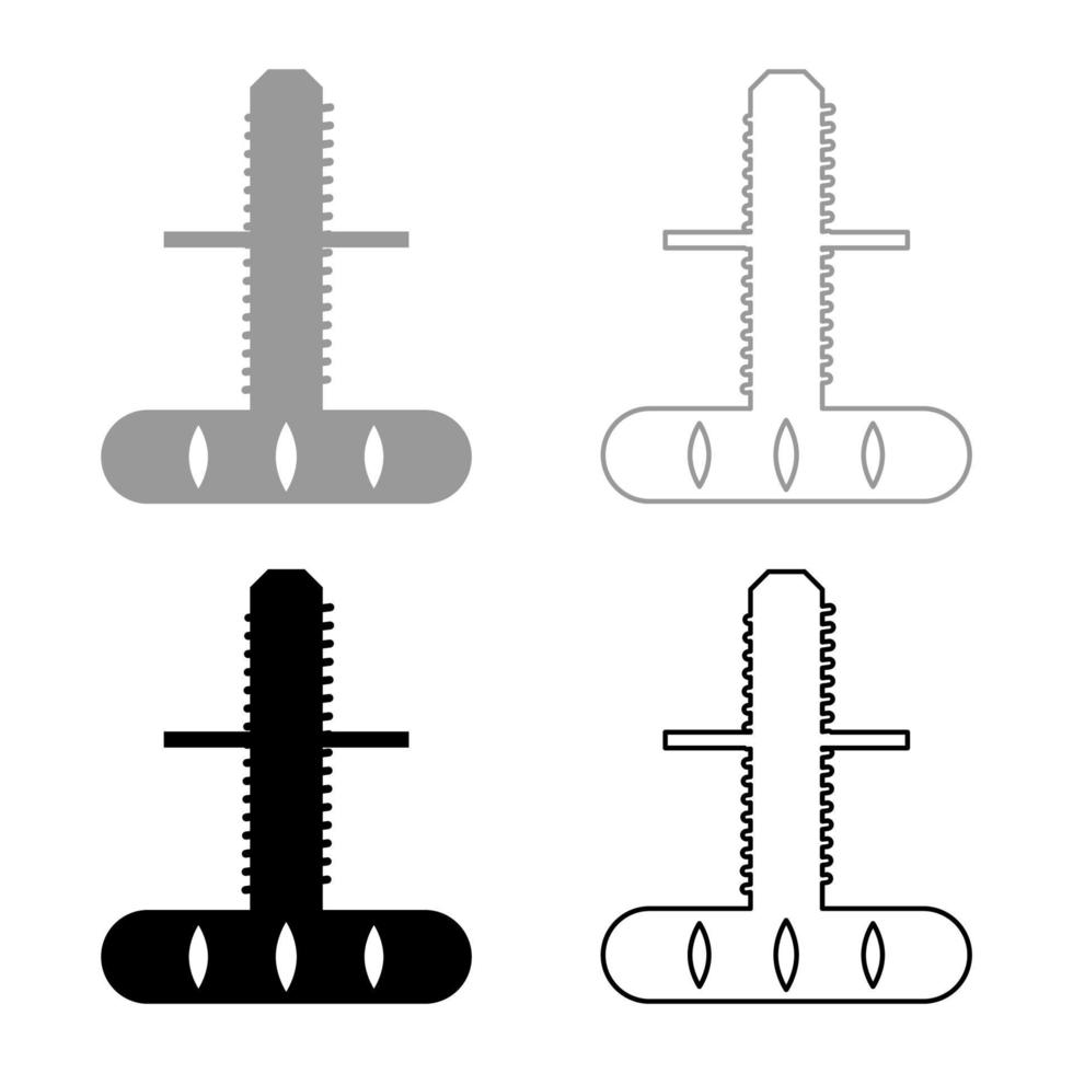 conjunto de pernas de móveis de suporte ajustável ícone cinza ilustração vetorial de cor preta imagem de estilo plano vetor