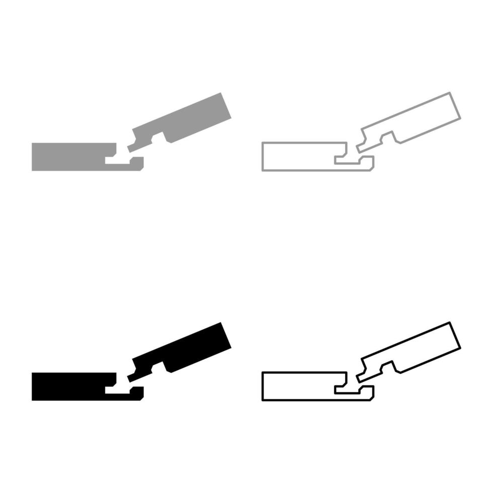 conexão laminado serviço de piso conceito de sistema de articulação conjunto de ranhura de língua ícone cinza cor preta ilustração vetorial imagem de estilo plano vetor