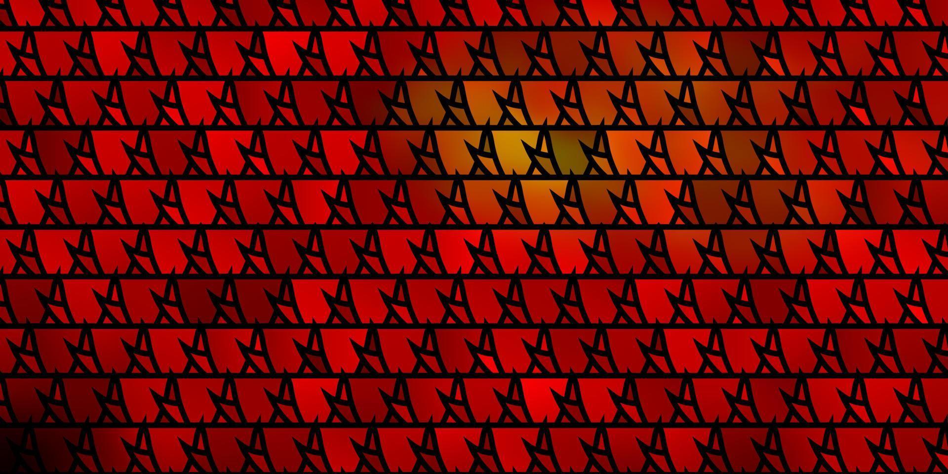 layout de vetor vermelho e amarelo escuro com linhas, triângulos.