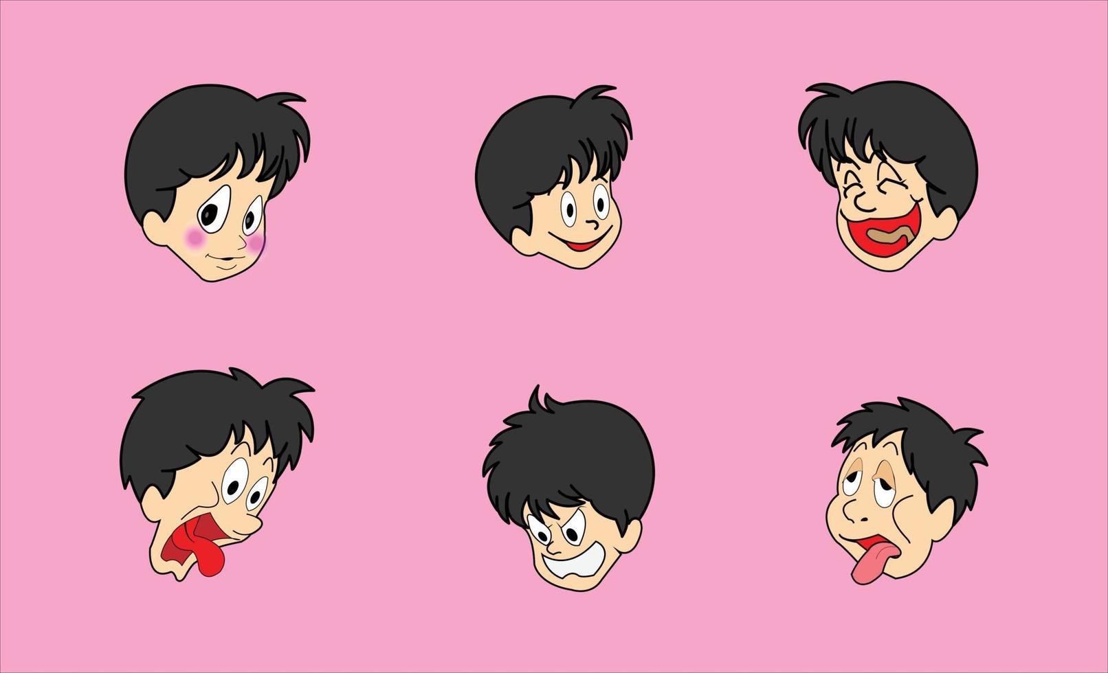 ilustração das expressões faciais de alguns personagens vetor
