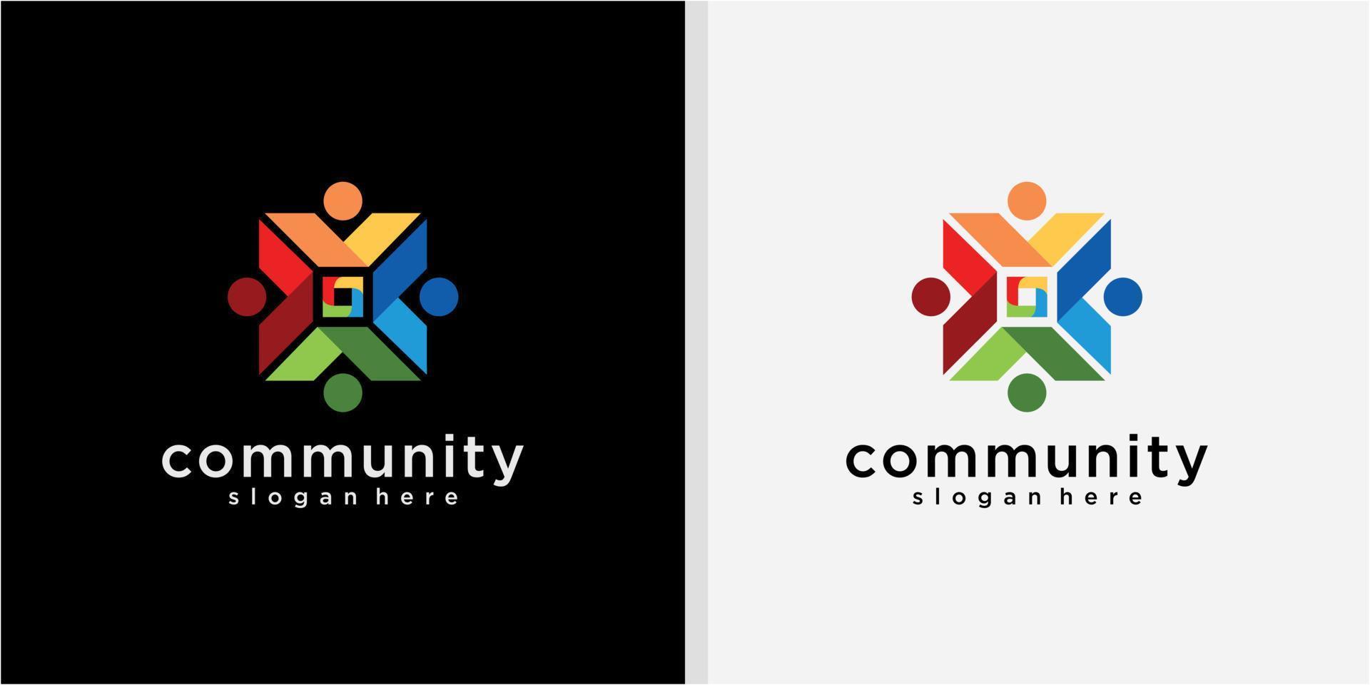 comunidade de pessoas de logotipo gráfico abstrato, vetor de design de logotipo de grupo social colorido