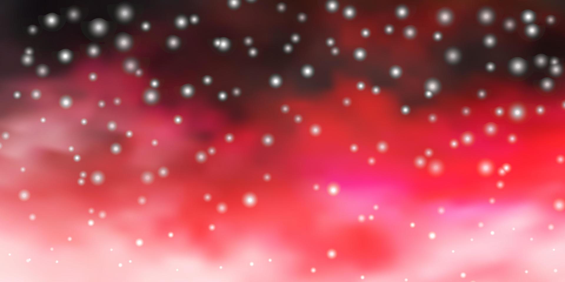 layout de vetor rosa claro e vermelho com estrelas brilhantes.