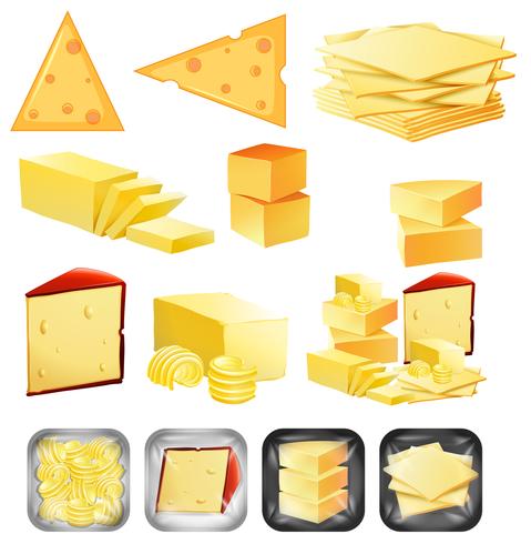 Um conjunto de queijo vetor