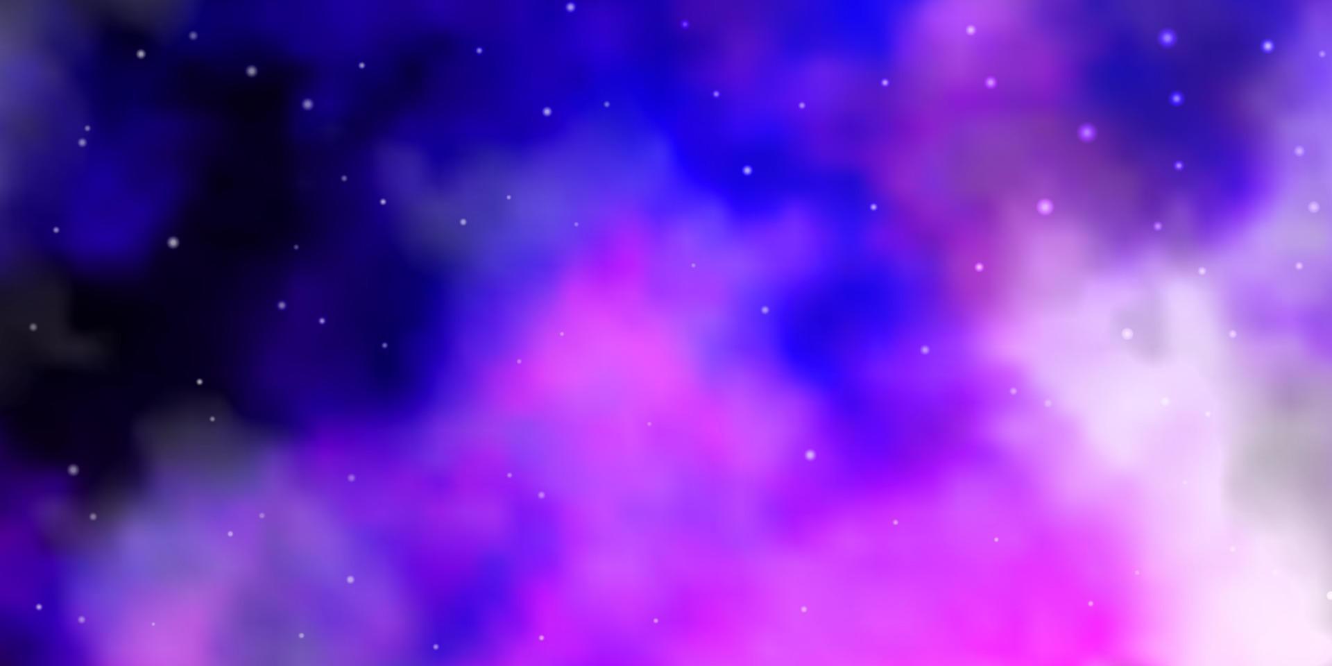 layout de vetor rosa claro roxo com estrelas brilhantes.