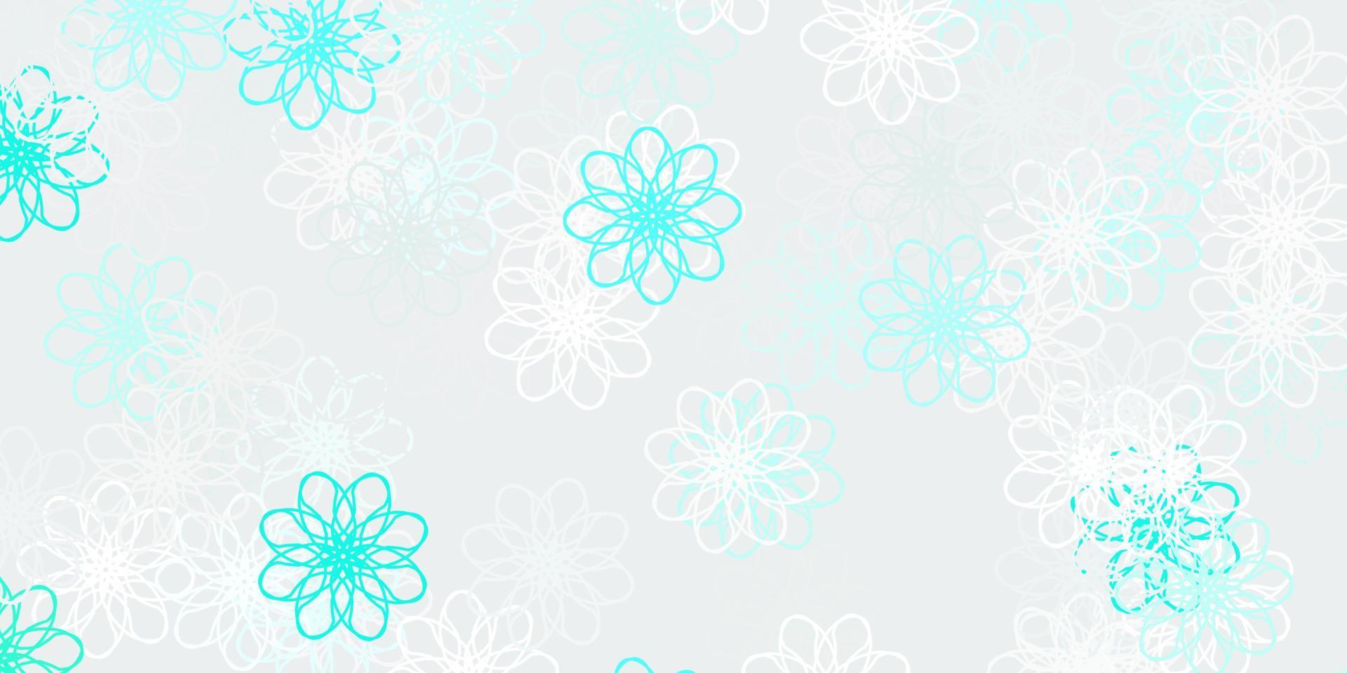 modelo de doodle de vetor verde claro com flores.