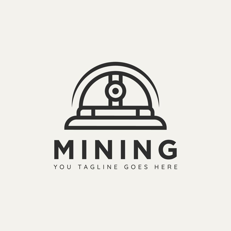 design de ícone de logotipo de arte de linha minimalista de capacete de mineração vetor