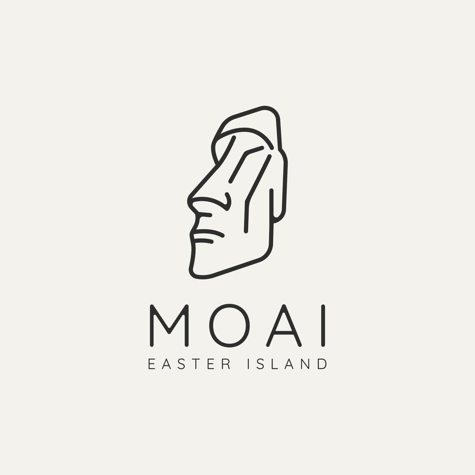 ícone de logotipo de arte de linha minimalista de escultura de cabeça moai vetor