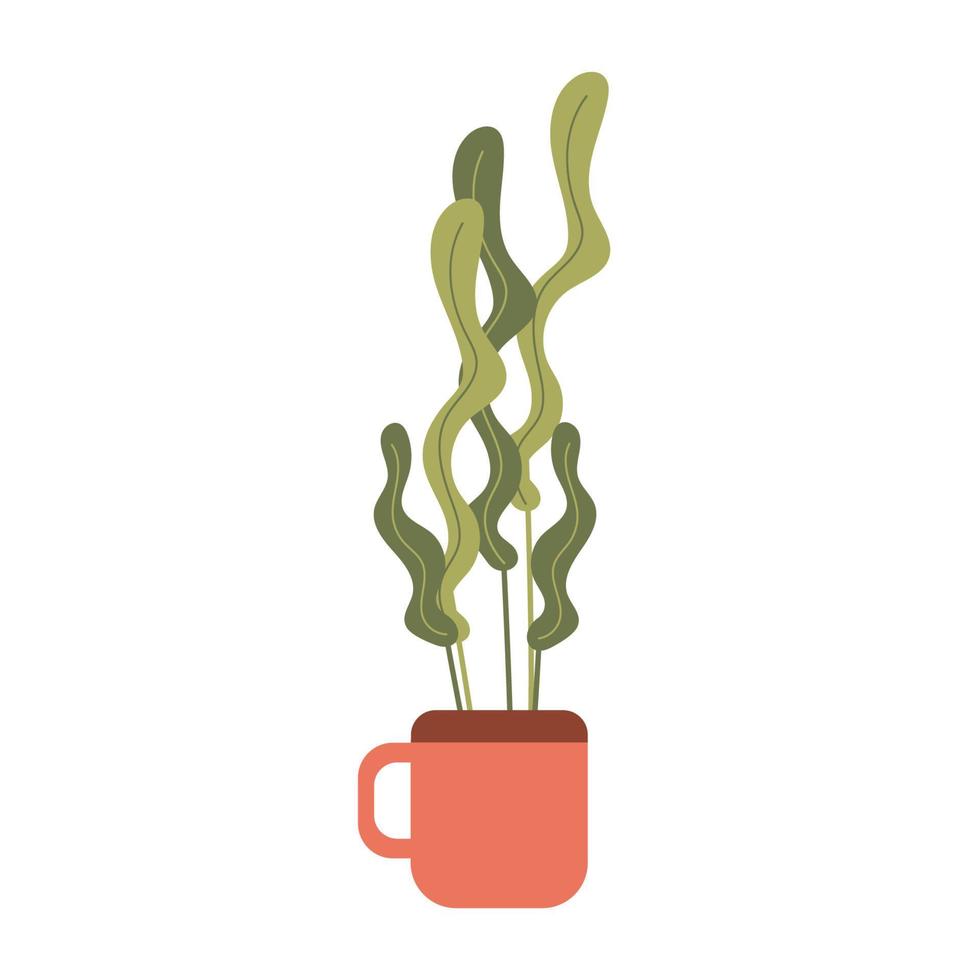 planta de casa verde em uma caneca. ilustração vetorial plana isolada de uma planta em vaso vetor