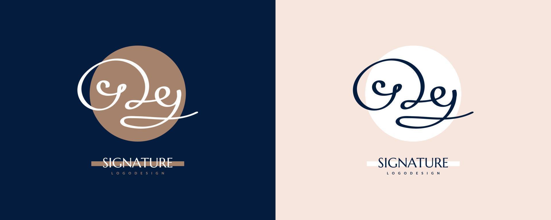 design de logotipo inicial d e y com estilo de caligrafia elegante e minimalista. logotipo ou símbolo de assinatura dy para casamento, moda, joias, boutique e identidade comercial vetor