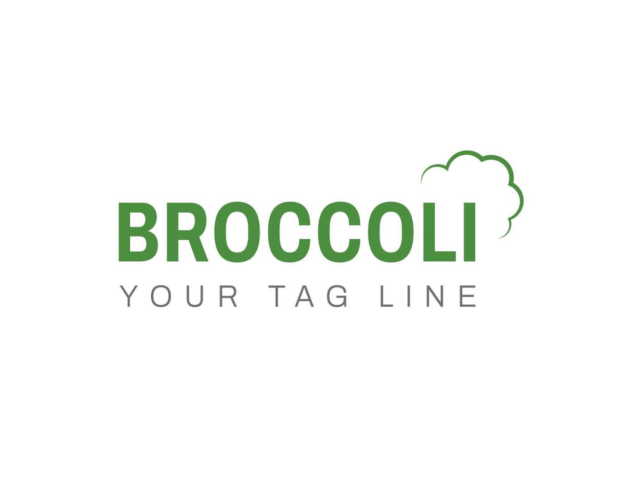 logotipo de brócolis, logotipo tipográfico simples de brócolis vetor