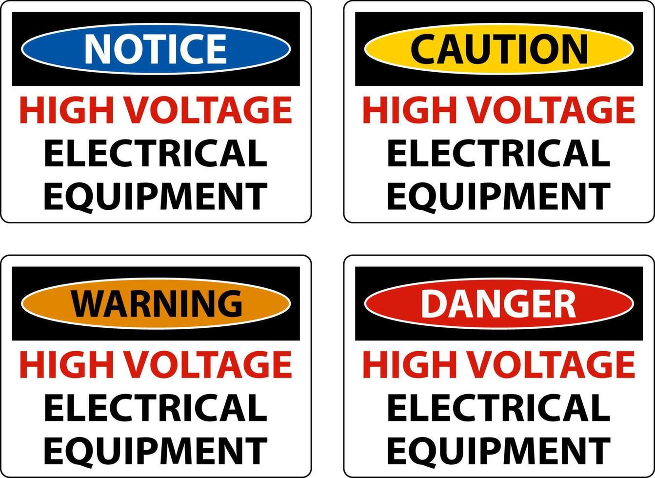 sinal de equipamento de alta tensão em fundo branco vetor