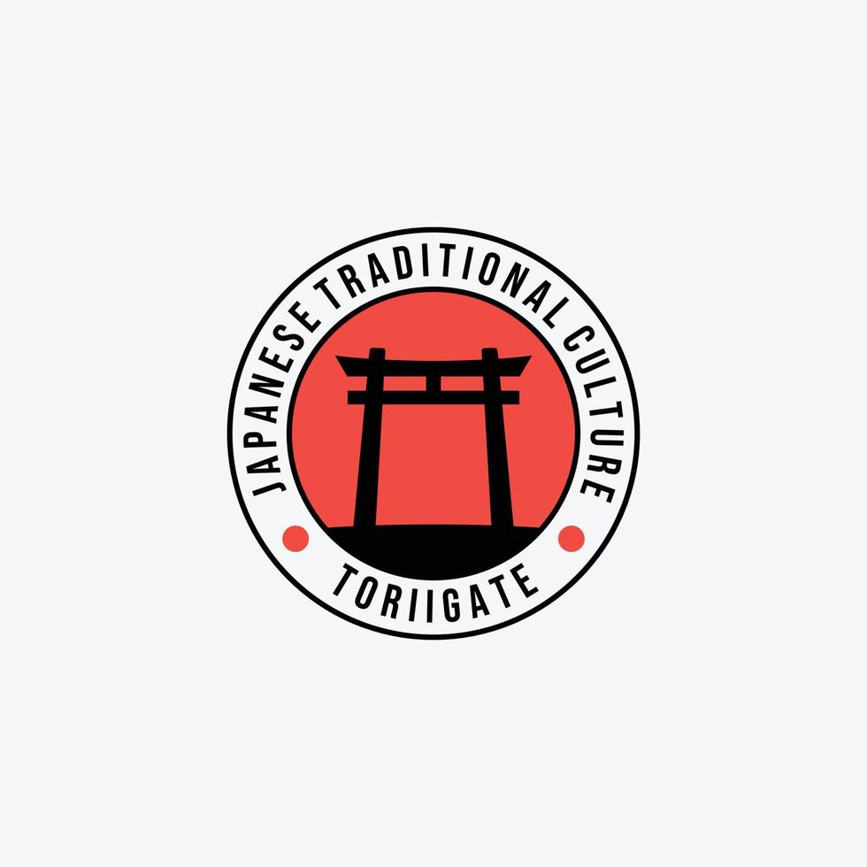 distintivo do torii gate japan logo vector vintage, design de ilustração da cultura tradicional japonesa do templo