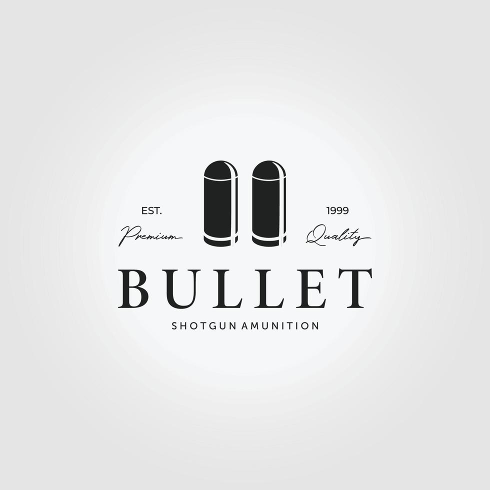 design de ilustração vetorial vintage de bala de cartucho de logotipo de munição vetor