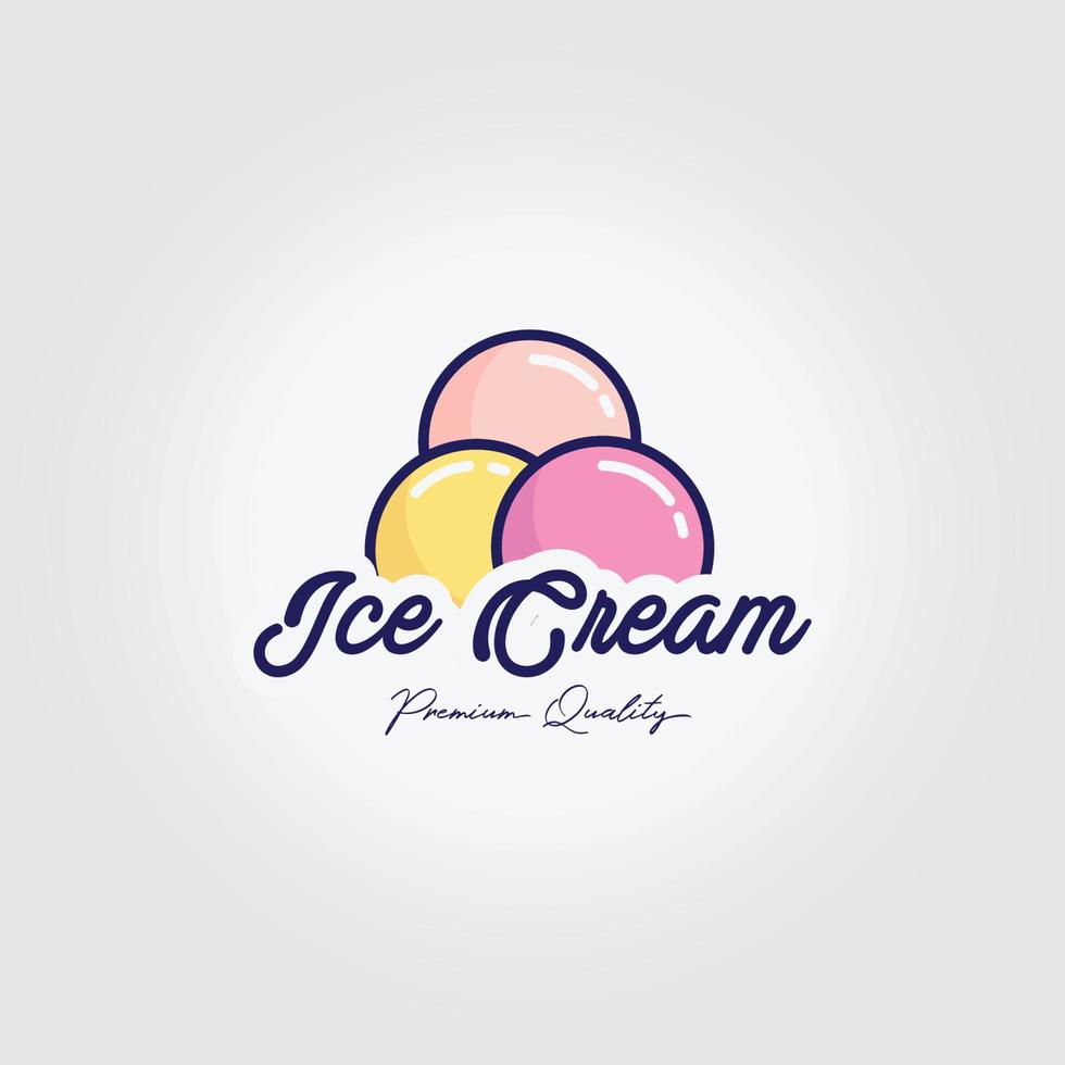 design de ilustração vetorial vintage ícone de logotipo de sorvete de sorvete vetor