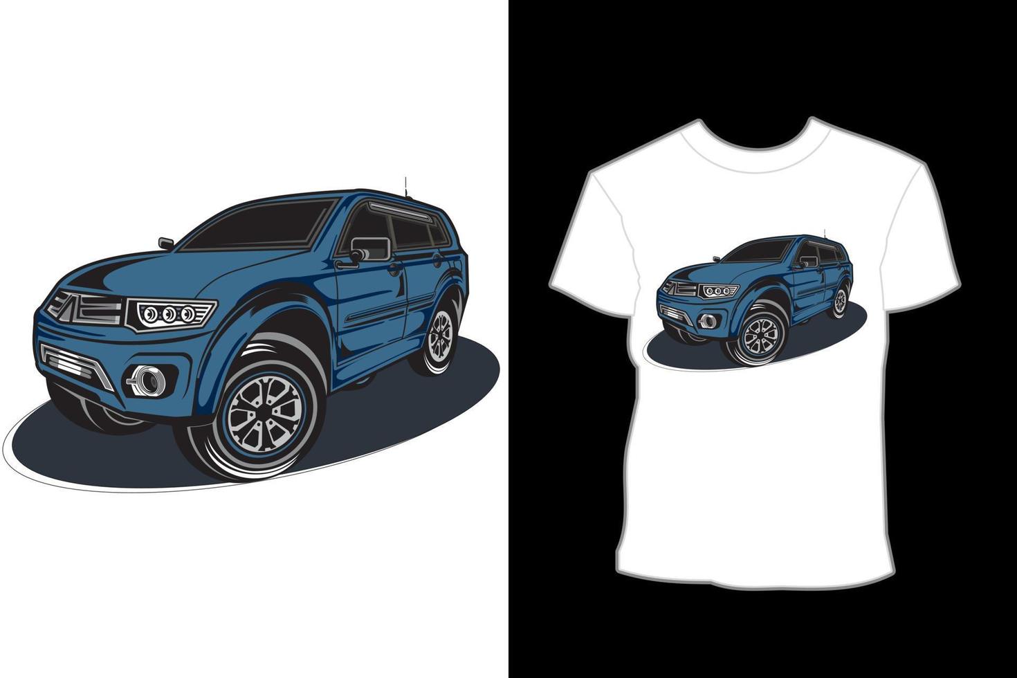 design de camiseta de ilustração de carro moderno off road vetor