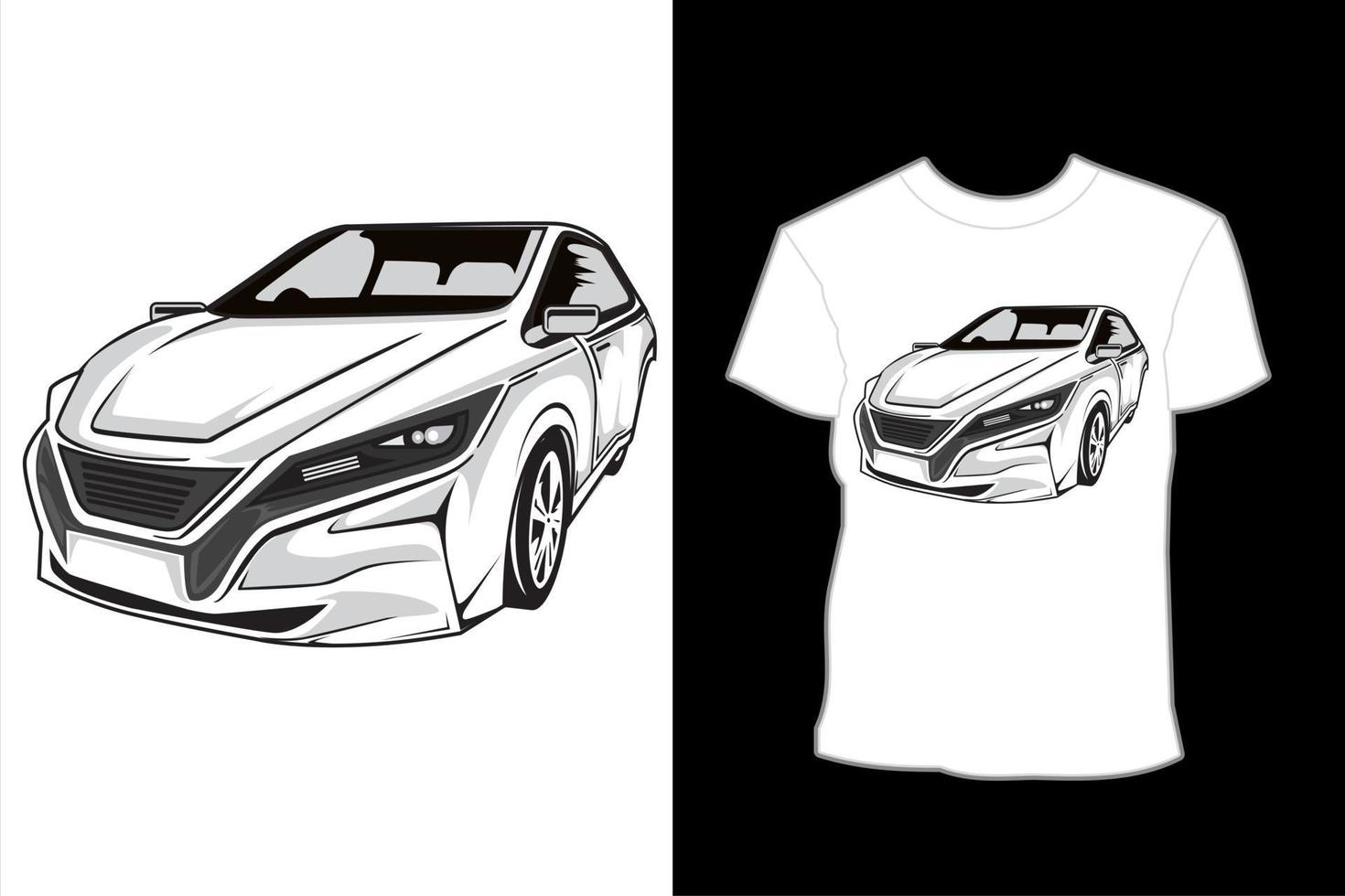 design de camiseta de ilustração de drift de carro branco vetor