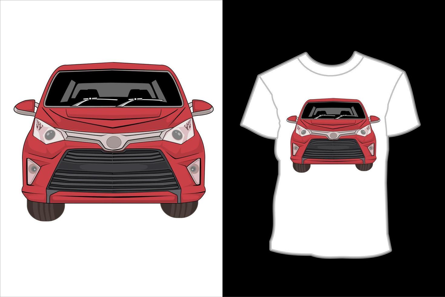 design de camiseta de ilustração de mini ônibus vermelho vetor