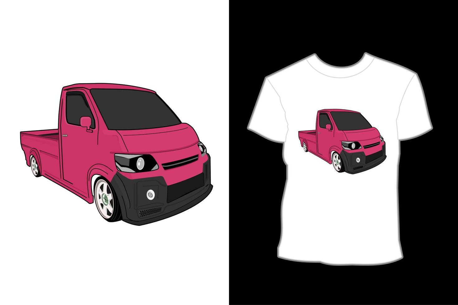 design de camiseta de ilustração de carro grand max rosa vetor