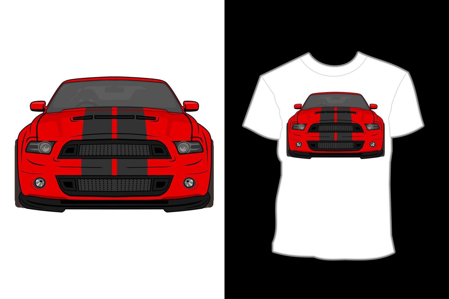 design de camiseta de ilustração de muscle car vermelho vetor