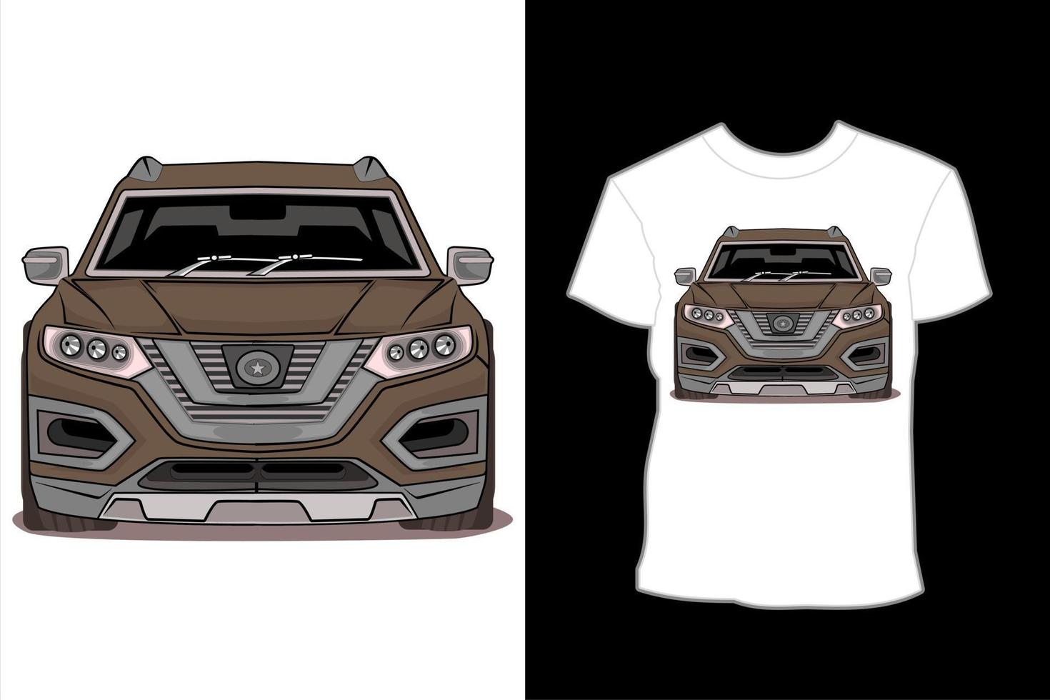 design de camiseta de ilustração moderna de carro vetor