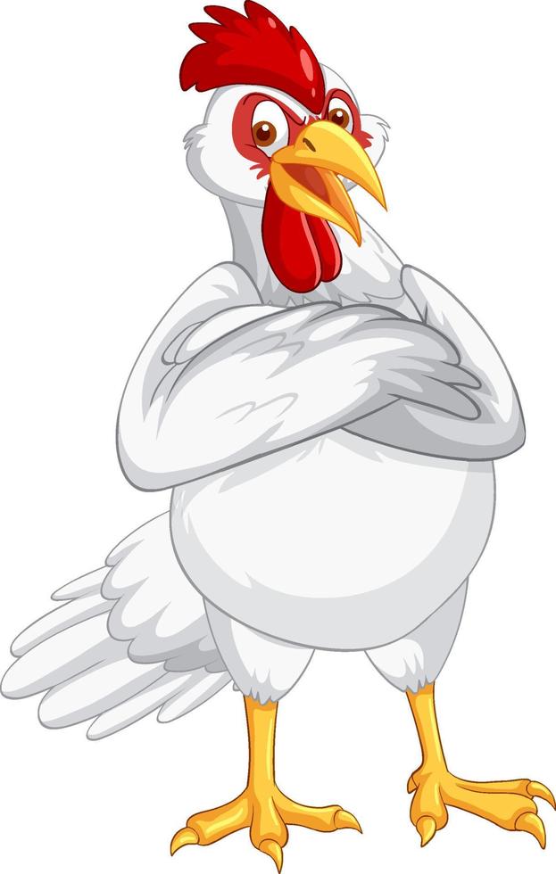 personagem de desenho animado de frango branco vetor