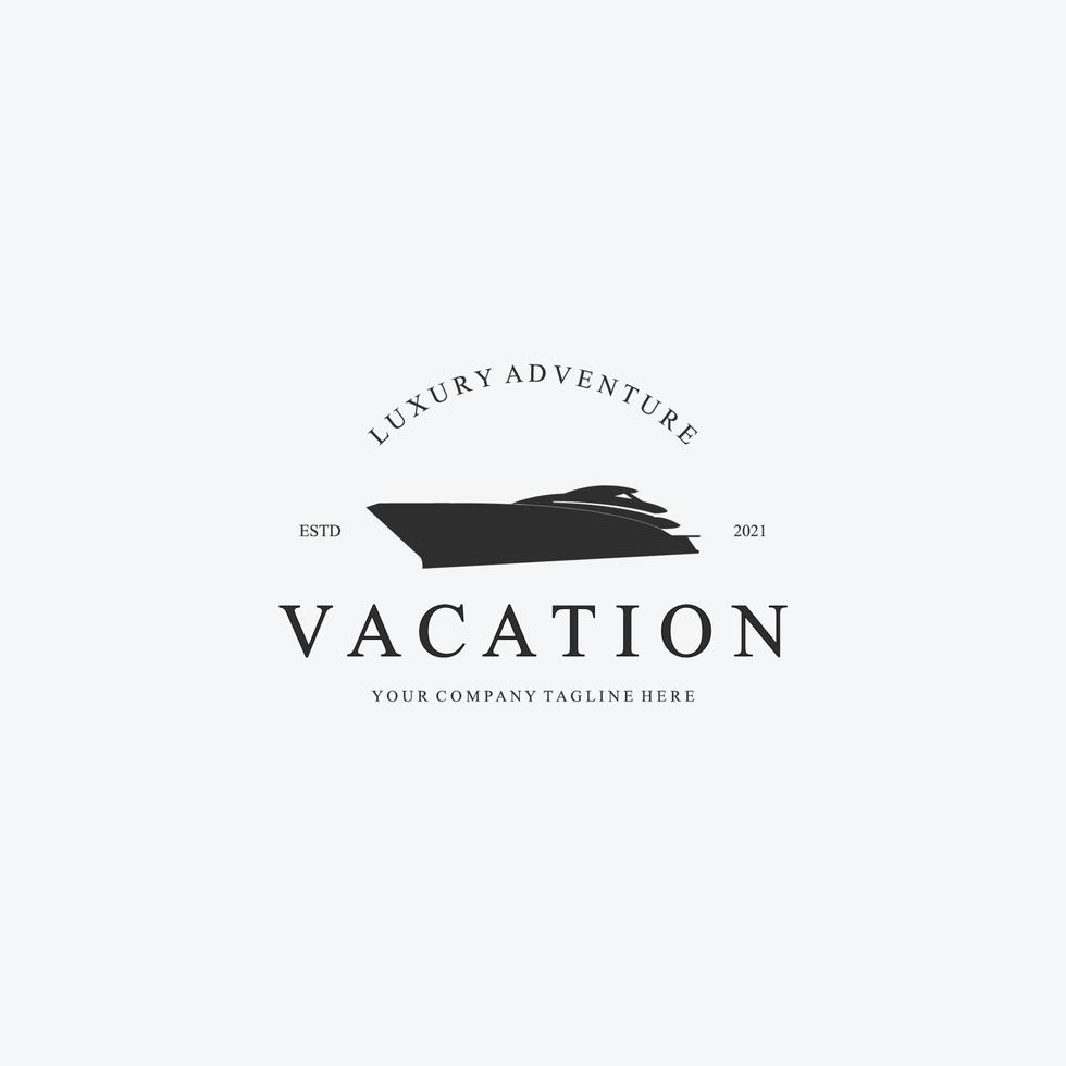 design de ilustração vetorial de logotipo de férias de barco de luxo de iate vetor