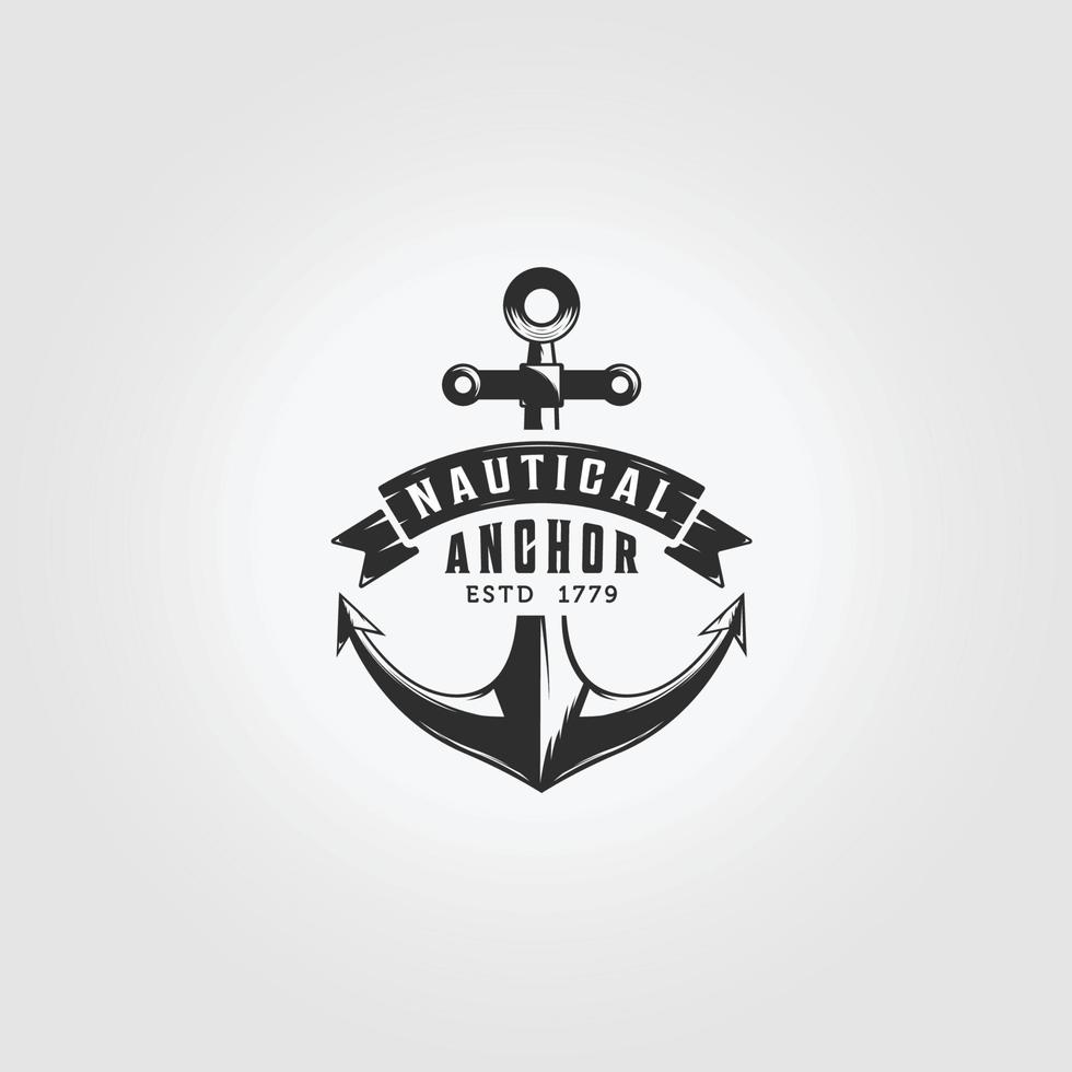design de ilustração vetorial logotipo âncora vintage. conceito de oceano náutico. aventura e viagem com um iate vetor