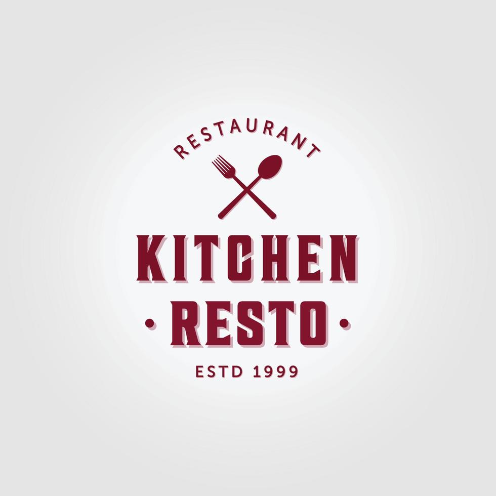 logotipo cozinha resto ícone impressão vintage ilustração vetorial design colher garfo conceito vetor